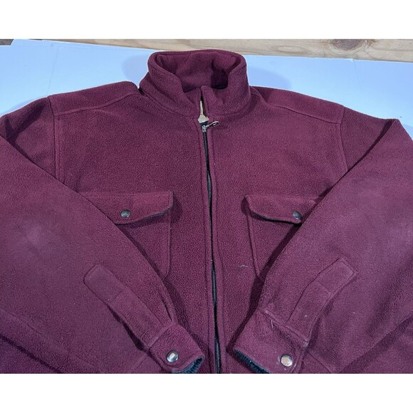 Vintage Woolrich Burgundy Full Zip Fleece Jacket Made in USA Men's Large - Picture 3 of 13